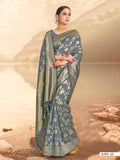 Vardha Steel Grey Woven Banarasi Saree | Grocsy