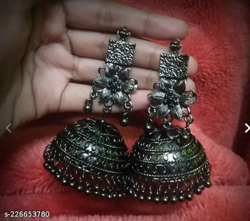 Tehzeeb Creations Women's Antique Colour Oxidised Earrings | Grocsy