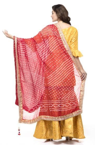 A R Silk Women's Silk Gota Work Red Fancy Dupatta | Grocsy