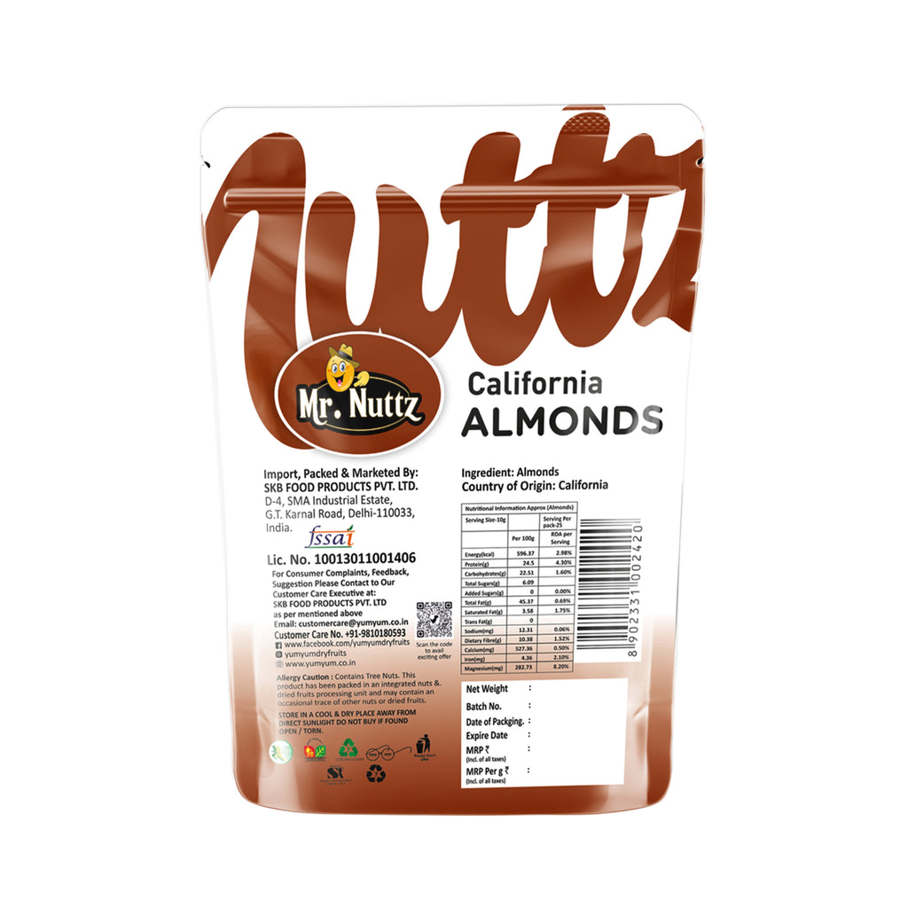 Mr. Nuttz California Almonds Pouch | Grocsy
