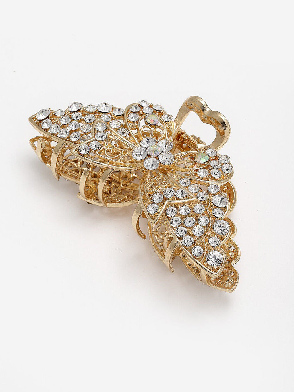 Panash Women Gold-Toned & White Embellished Claw Clip | Grocsy