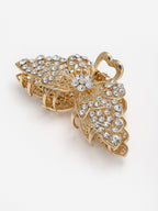Panash Women Gold-Toned & White Embellished Claw Clip | Grocsy