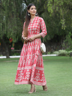 Juniper Womens Peach Floral Motifs Printed Maxi Dress | Grocsy