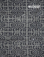 Grey Colour Block Print With Mirron Embroidered Pure Mulmul Cotton Saree By Gayathri Reddy Designer Studio | Grocsy