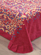 JC Collection Pink & Blue TC 240 Ethnic Motifs Cotton King Bedsheet with 2 Pillow Covers | Grocsy