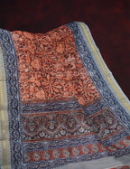 Rust Colour Kalamkaari Design Semi Chanderi Saree By Gayathri Reddy Designer Studio | Grocsy