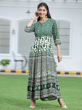 Juniper Women's Green Rayon Printed Flared Dress | Grocsy