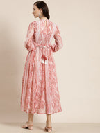 Juniper Womens Peach Chiffon Digital Printed Maxi Dress | Grocsy