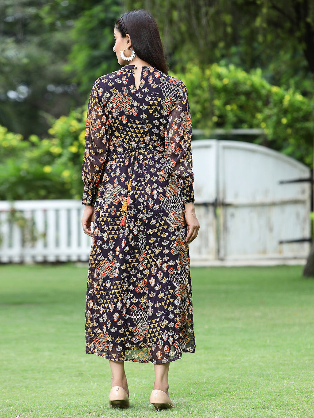 Juniper Womens Multi Chiffon Digital Printed Maxi Dress | Grocsy