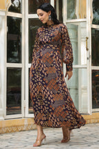 Juniper Women's Multi Chiffon Printed Flared Dress | Grocsy