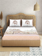 SPACES Kalakari Haath White Ethnic Motifs Cotton 210 TC King Bedsheet & 2 Pillow Covers | Grocsy