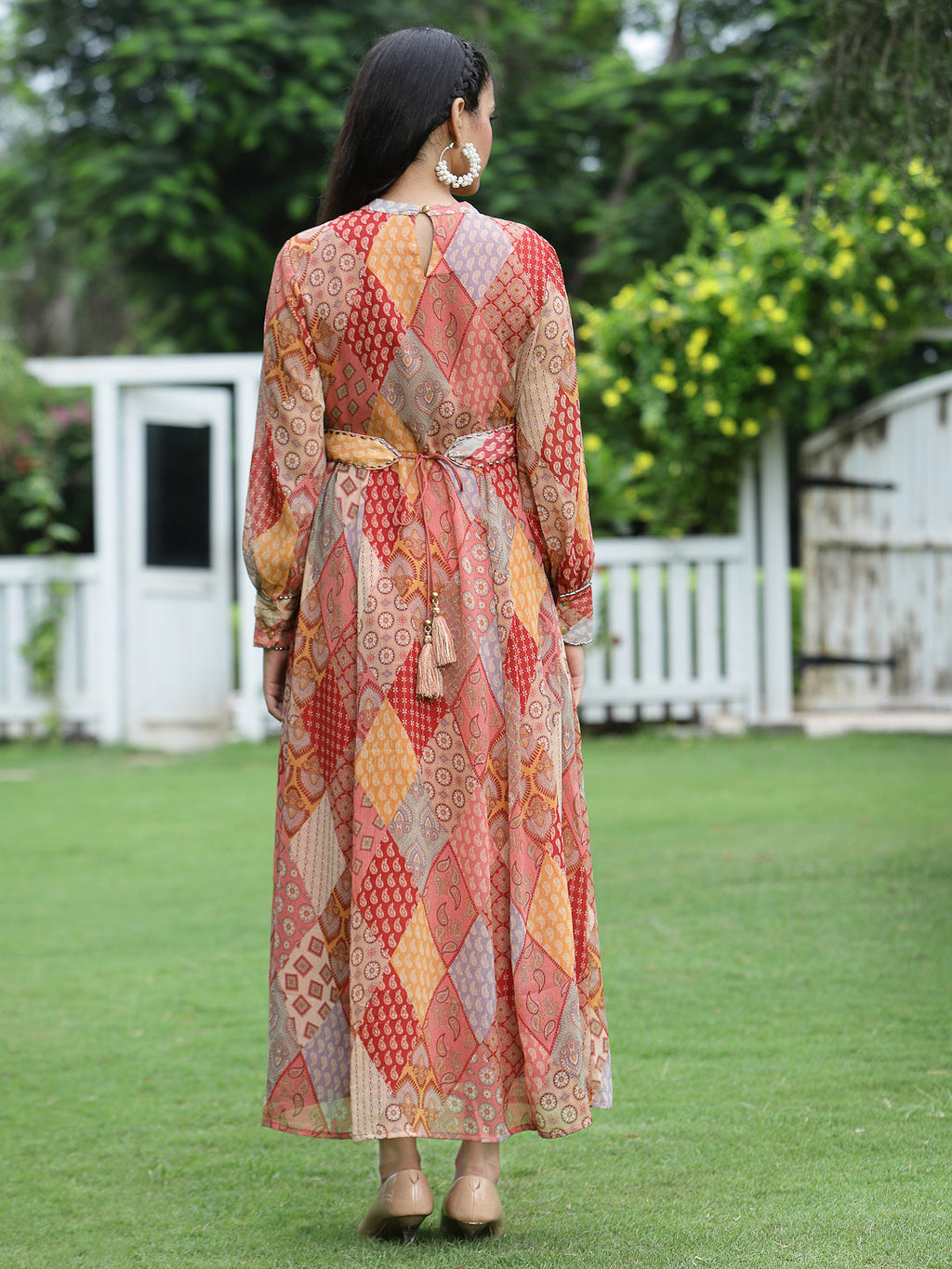 Juniper Womens Maroon Multi Chiffon Digital Printed Maxi Dress | Grocsy