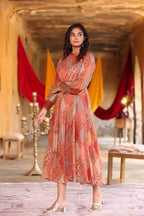 Juniper Women's Multi Chiffon Printed Flared Dress | Grocsy