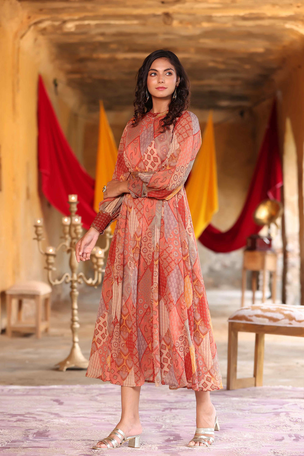 Juniper Women's Multi Chiffon Printed Flared Dress | Grocsy