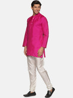 Sethukrishna Men Pink Solid Kurta with Pyjamas | Grocsy