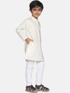 Sethukrishna Boys Cream-Coloured Pure Cotton Kurta with Pyjamas | Grocsy