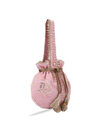 Masq Pink and Gold-Toned Embroidered Potli Clutch