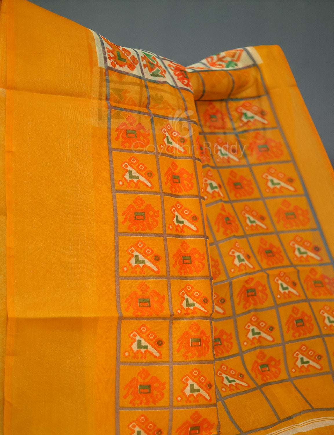 Shades of Cream And Haldi Blouse Patola Print Semi Chanderi Saree By Gayathri Reddy Designer Studio | Grocsy