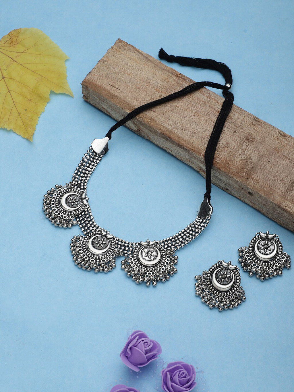Cardinal Silver Oxidized Jewellery Set | Grocsy