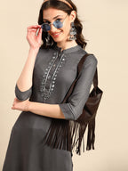 Sangria Yoke Design Mirror Work Kurta | Grocsy