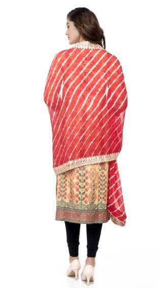 A R Silk Women's Chiffon Gota Work Red Fancy Dupatta | Grocsy