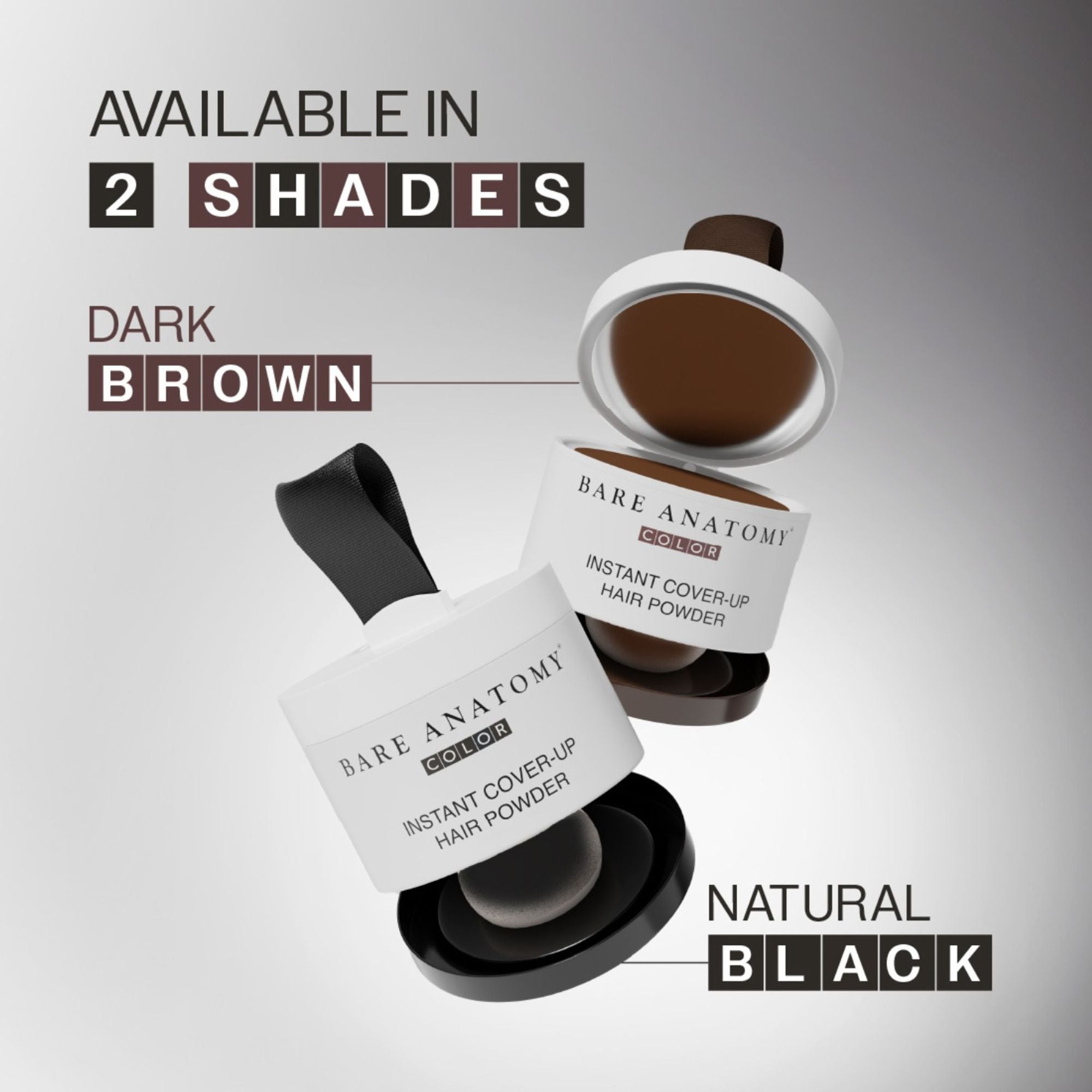 Bare Anatomy Cover-Up Hair Powder 100% Instant Grey Coverage Seamless Natural Finish - Black | Grocsy