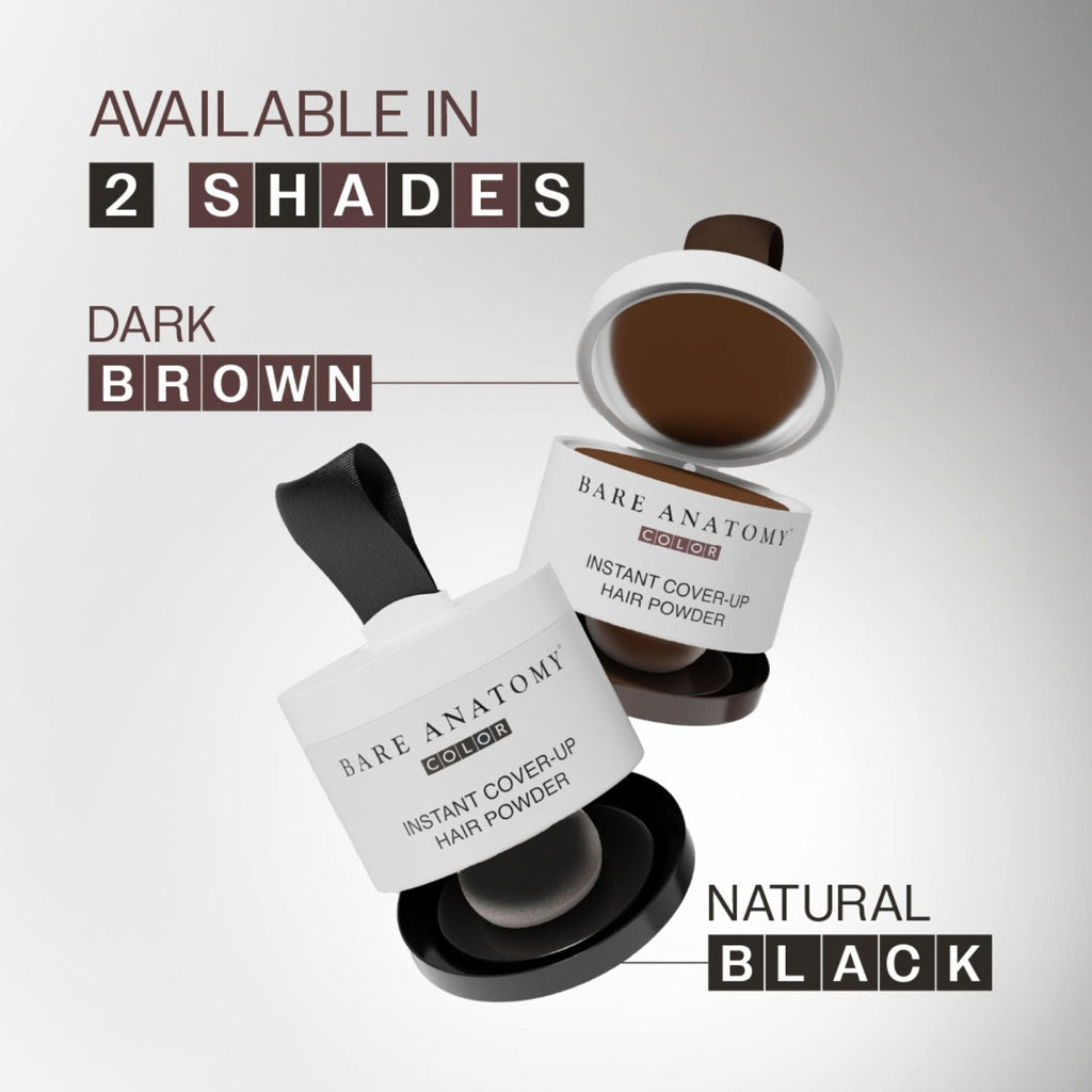 Bare Anatomy Cover-Up Hair Powder 100% Instant Grey Coverage Seamless Natural Finish - Brown | Grocsy