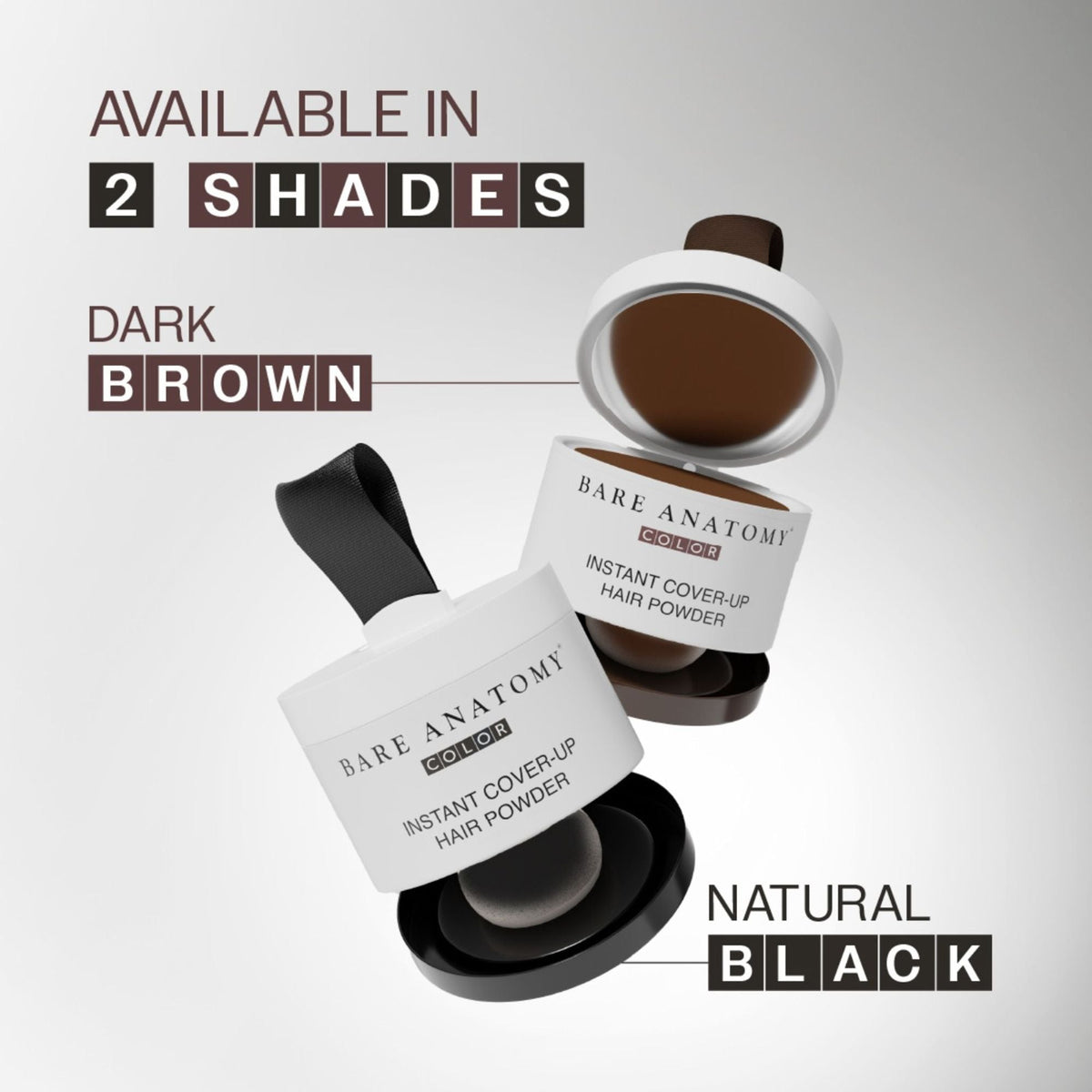 Bare Anatomy Cover-Up Hair Powder 100% Instant Grey Coverage Seamless Natural Finish - Brown | Grocsy