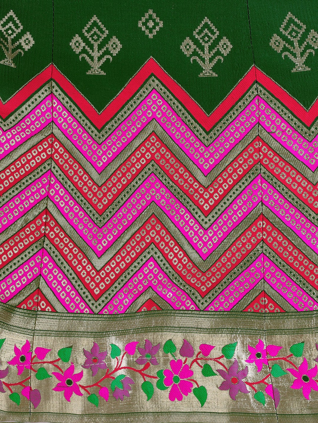 Lorenvalley Fashion Green Brocade Fabric Lehenga & Unstitched Blouse With Dupatta | Grocsy