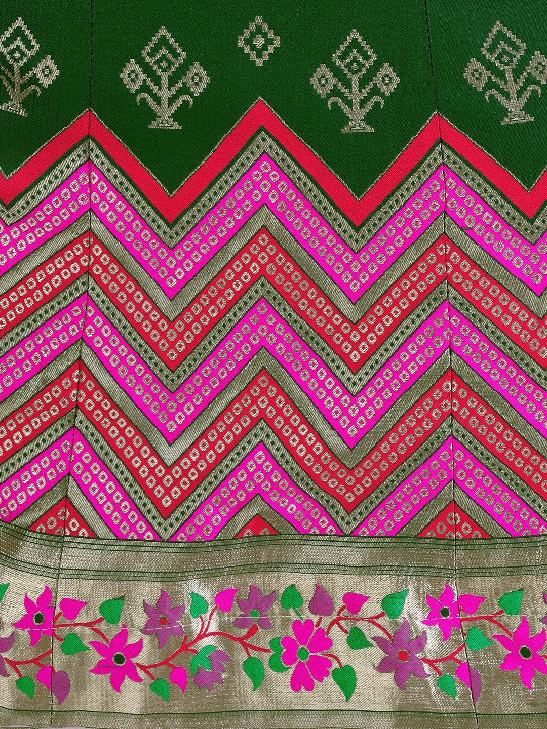 Lorenvalley Fashion Green Brocade Fabric Lehenga & Unstitched Blouse With Dupatta | Grocsy