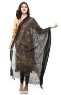 A R Silk Women's Cotton Batik Print Black Regular Dupatta | Grocsy