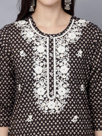 HERE&NOW Women Geometric Yoke Design Thread Work Kurta | Grocsy