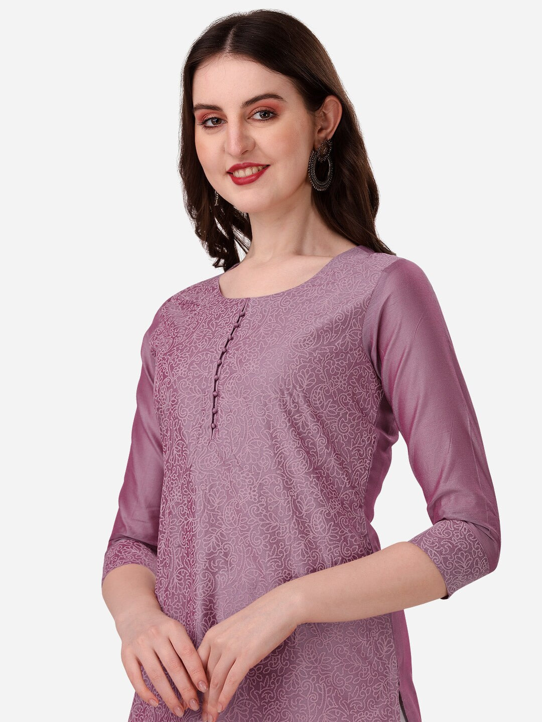 HERE&NOW Floral Embroidered Thread Work Chanderi Cotton Kurta | Grocsy