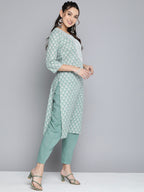 HERE&NOW Women Ethnic Motifs Embroidered Mirror Work Pure Cotton Kurta With Trousers | Grocsy