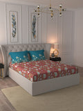 MYTRIDENT Maroon White Floral Pure Cotton 144 TC Queen Bedsheet With 2 Pillow Covers | Grocsy