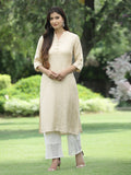 Juniper Womens Ivory Rayon Jacquard Straight Kurta | Grocsy
