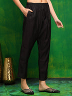 Pakistani Embroidered Kurta With Pant & Dupatta, Black - Hiral Fashion | Grocsy