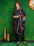 Pakistani Embroidered Kurta With Pant & Dupatta, Black - Hiral Fashion | Grocsy