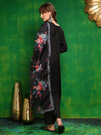 Pakistani Embroidered Kurta With Pant & Dupatta, Black - Hiral Fashion | Grocsy