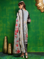 Pakistani Printed Kurta With Pant & Dupatta, Black - Hiral Fashion | Grocsy