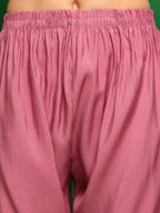 Artificial Flower & Lace Detailing Kurta With Pant & Dupatta, Pink - Hiral Fashion | Grocsy