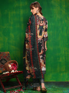Pakistani Printed Kurta With Pant & Dupatta, Bottle-Green - Hiral Fashion | Grocsy