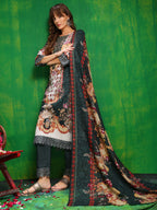 Pakistani Printed Kurta With Pant & Dupatta, Bottle-Green - Hiral Fashion | Grocsy