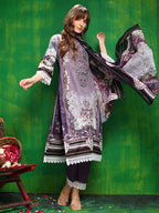 Pakistani Printed Kurta With Pant & Dupatta, Lavender - Hiral Fashion | Grocsy