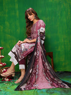 Pakistani Printed Kurta With Pant & Dupatta, Pink - Hiral Fashion | Grocsy