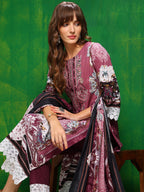 Pakistani Printed Kurta With Pant & Dupatta, Pink - Hiral Fashion | Grocsy