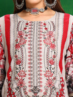 Pakistani Printed Kurta With Pant & Dupatta, Red - Hiral Fashion | Grocsy