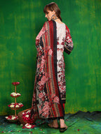 Pakistani Printed Kurta With Pant & Dupatta, Red - Hiral Fashion | Grocsy