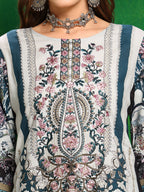 Pakistani Printed Kurta With Pant & Dupatta, Teal - Hiral Fashion | Grocsy