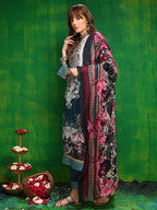Pakistani Printed Kurta With Pant & Dupatta, Teal - Hiral Fashion | Grocsy